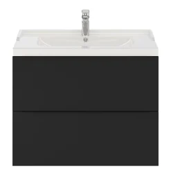 GoodHome Meuble sous vasque suspendu noir mat l.80 x H.60 x P.45 cm, Imandra