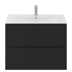 GoodHome Meuble sous vasque suspendu noir mat l.80 x H.60 x P.45 cm, Imandra