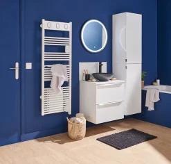 Meuble Buanderie|Meuble Sous-Vasque|GoodHome Meuble sous vasque suspendu blanc brillant l.60 x H.60 x P.45 cm, Imandra