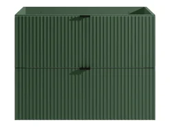 Meuble Sous-Vasque|Vente-unique Meuble sous vasque suspendu strié - Vert mat - 80 cm - ZEVINI
