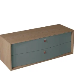 Decotec Meuble sous vasque suspendu vert toundra mat 2 tiroirs l.140 x H.50 x P.50 cm, Havana