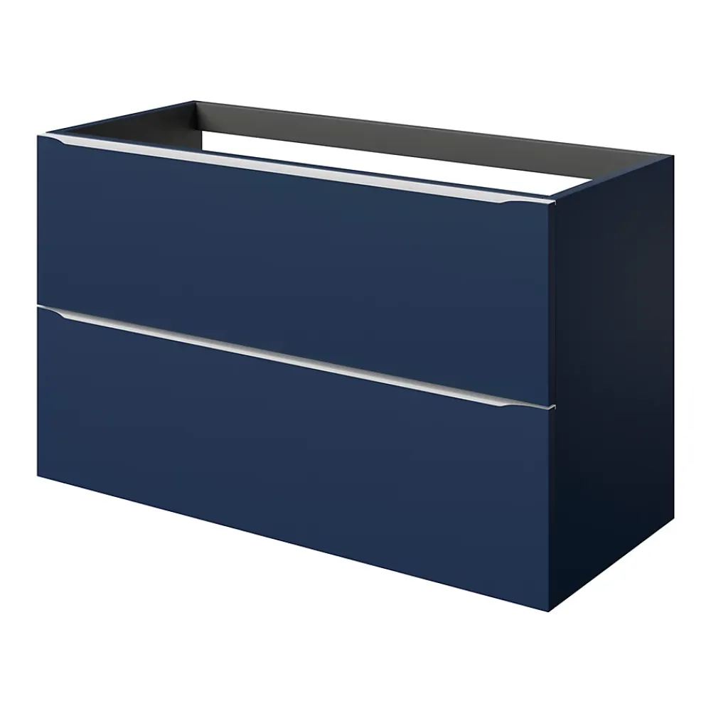 Meuble Buanderie|Meuble De Salle De Bains Faible Profondeur|GoodHome Meuble sous vasque suspendu bleu nuit mat l.100 x H.60 x P.45 cm, Imandra