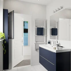 Meuble Buanderie|Meuble De Salle De Bains Faible Profondeur|GoodHome Meuble sous vasque suspendu bleu nuit mat l.100 x H.60 x P.45 cm, Imandra