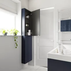 Meuble Buanderie|Meuble De Salle De Bains Faible Profondeur|GoodHome Meuble sous vasque suspendu bleu nuit mat l.100 x H.60 x P.45 cm, Imandra