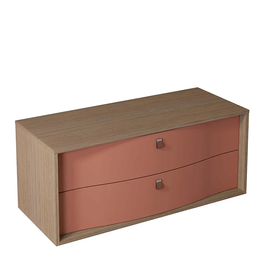 Decotec Meuble sous vasque suspendu terracotta mat 2 tiroirs l.120 x H.50 x P.50 cm, Havana