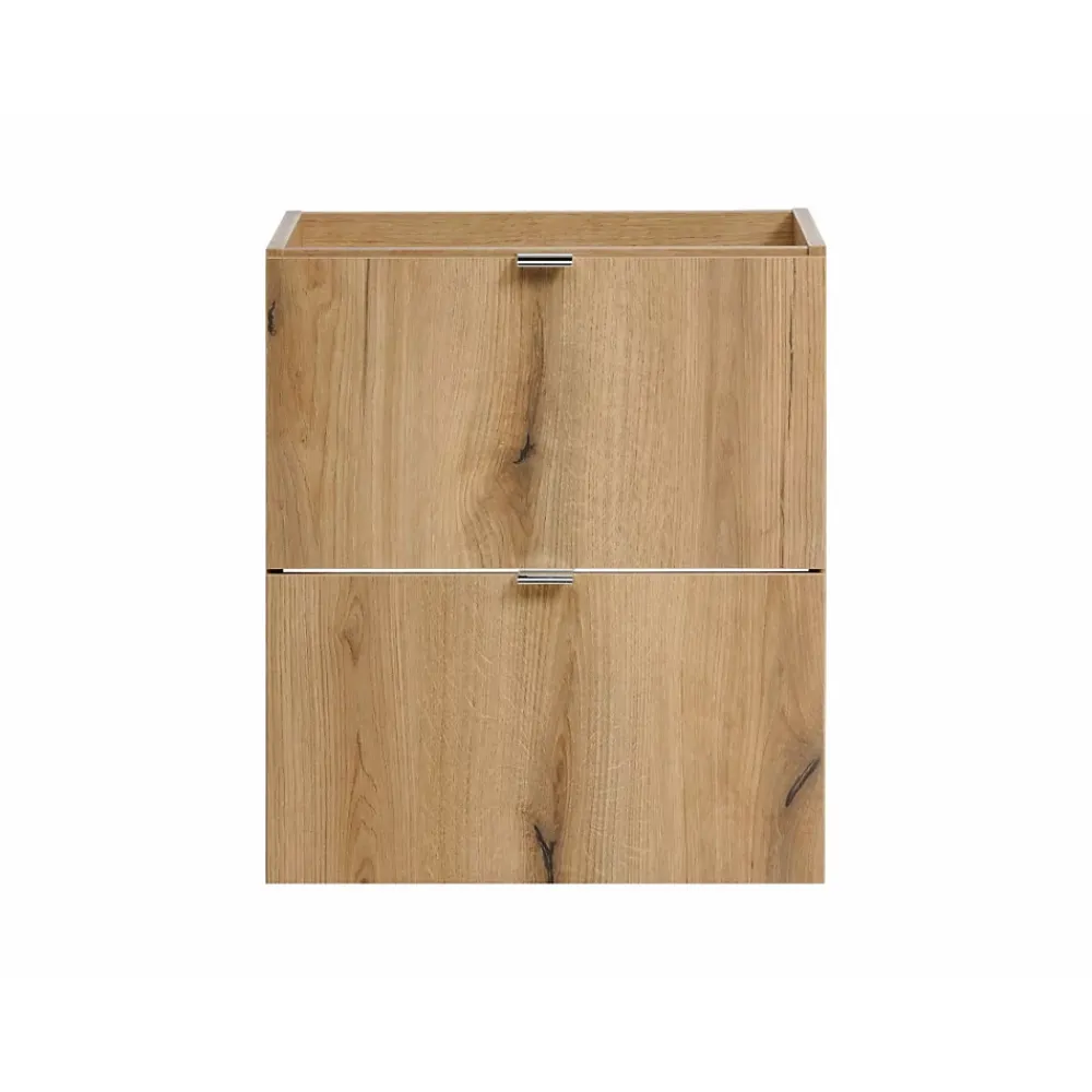 Meublorama Meuble sous vasque VANO 2 tiroirs Coloris chene L50 x P57 x H39 cm Meuble suspendu