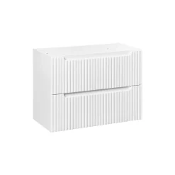 Meuble Sous-Vasque|Meublorama Meuble sous vasque VANO 2 tiroirs Blanc alpin L80 x P39 x H57 cm Meuble suspendu