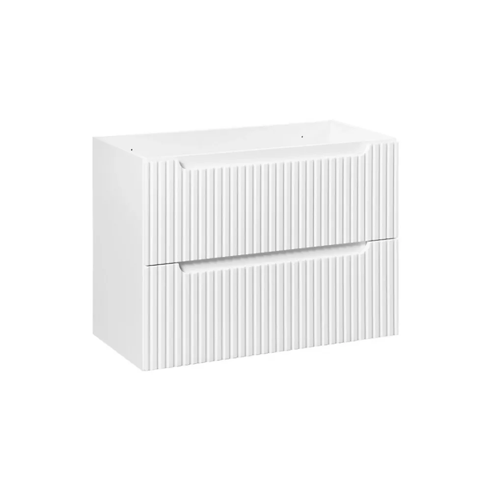 Meuble Sous-Vasque|Meublorama Meuble sous vasque VANO 2 tiroirs Blanc alpin L80 x P39 x H57 cm Meuble suspendu