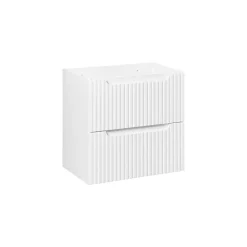 Meublorama Meuble sous vasque VANO 2 tiroirs Blanc alpin L60 x P39 x H57 cm Meuble suspendu