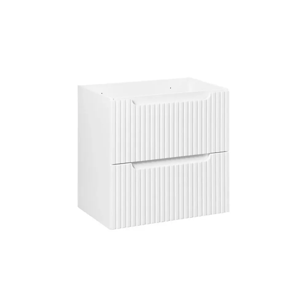 Meublorama Meuble sous vasque VANO 2 tiroirs Blanc alpin L60 x P39 x H57 cm Meuble suspendu