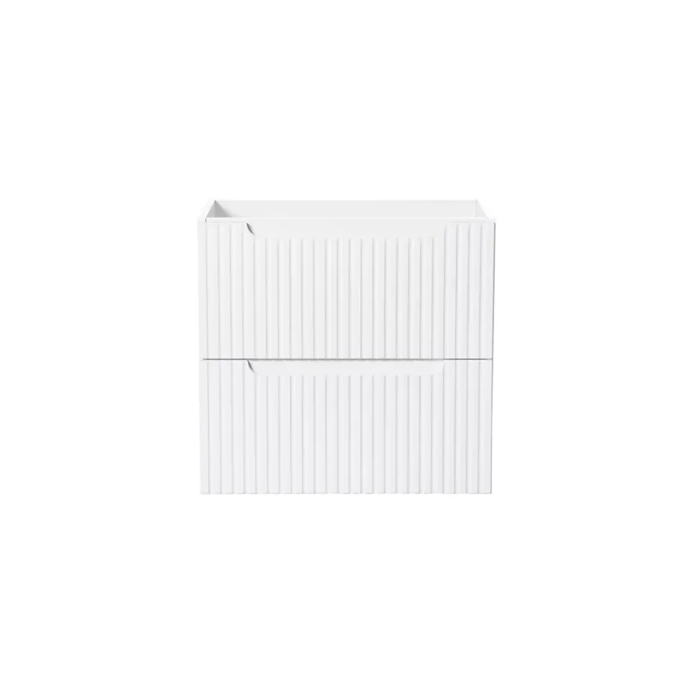 Meublorama Meuble sous vasque VANO 2 tiroirs Blanc alpin L60 x P39 x H57 cm Meuble suspendu