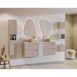 Meublorama Meuble sous vasque VANO 60 cm 2 tiroirs Marron Congo Finition mat élégante