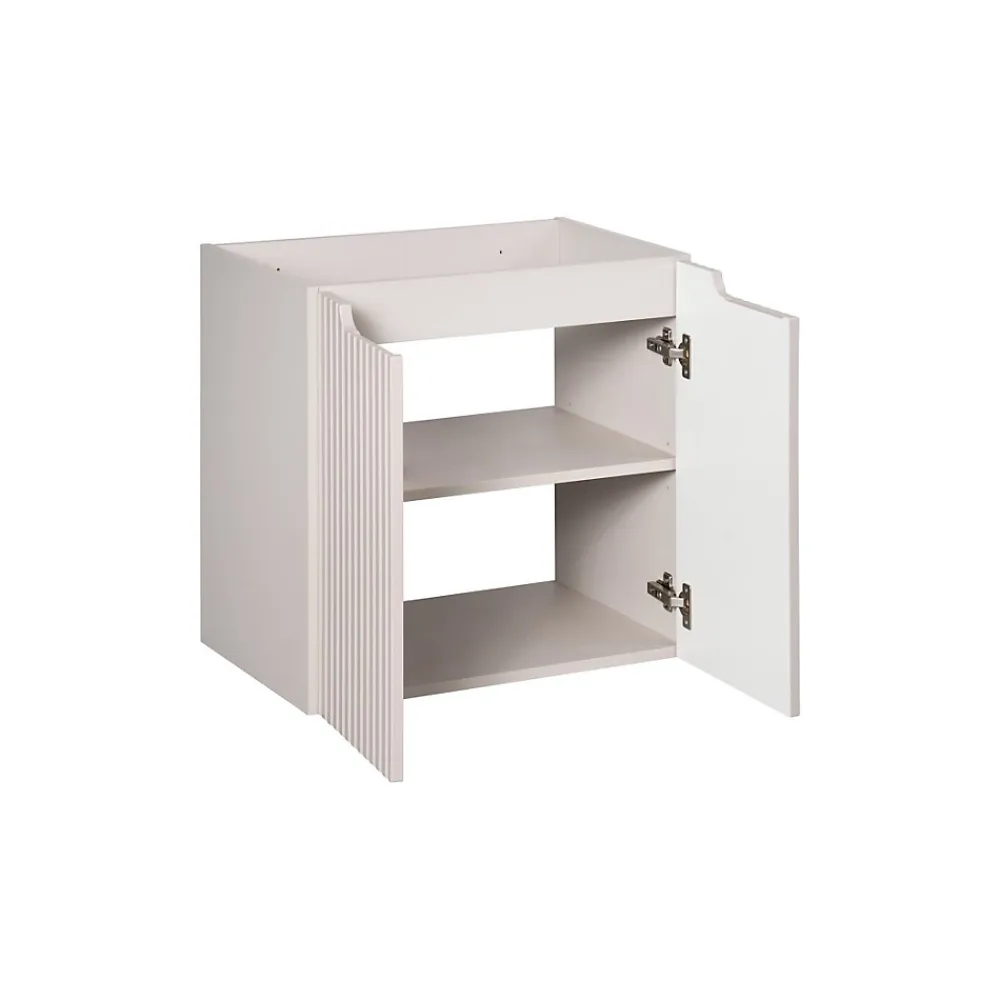 Meublorama Meuble sous vasque VANO 60 cm 2 portes Marron congo mat L60 x P39 x H57 cm Meuble suspendu