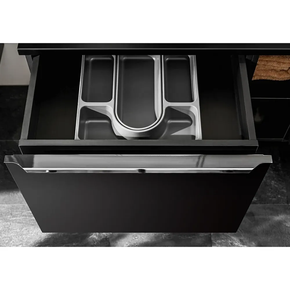 Meuble Sous-Vasque|Meublorama Meuble sous vasque VANTA 80 cm noir Meuble suspendu avec 2 tiroirs