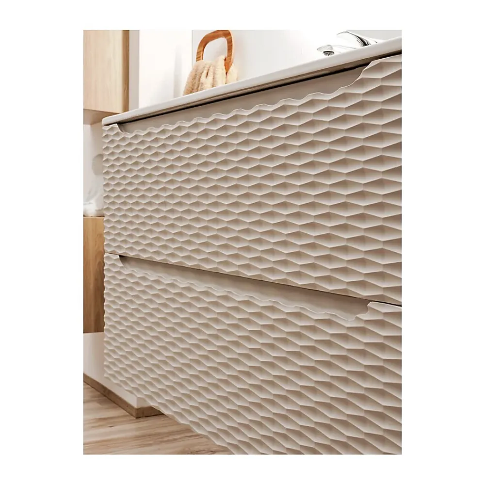 Meuble Sous-Vasque|Meublorama Meuble sous vasque YOKA Beige et chene clair 90 cm
