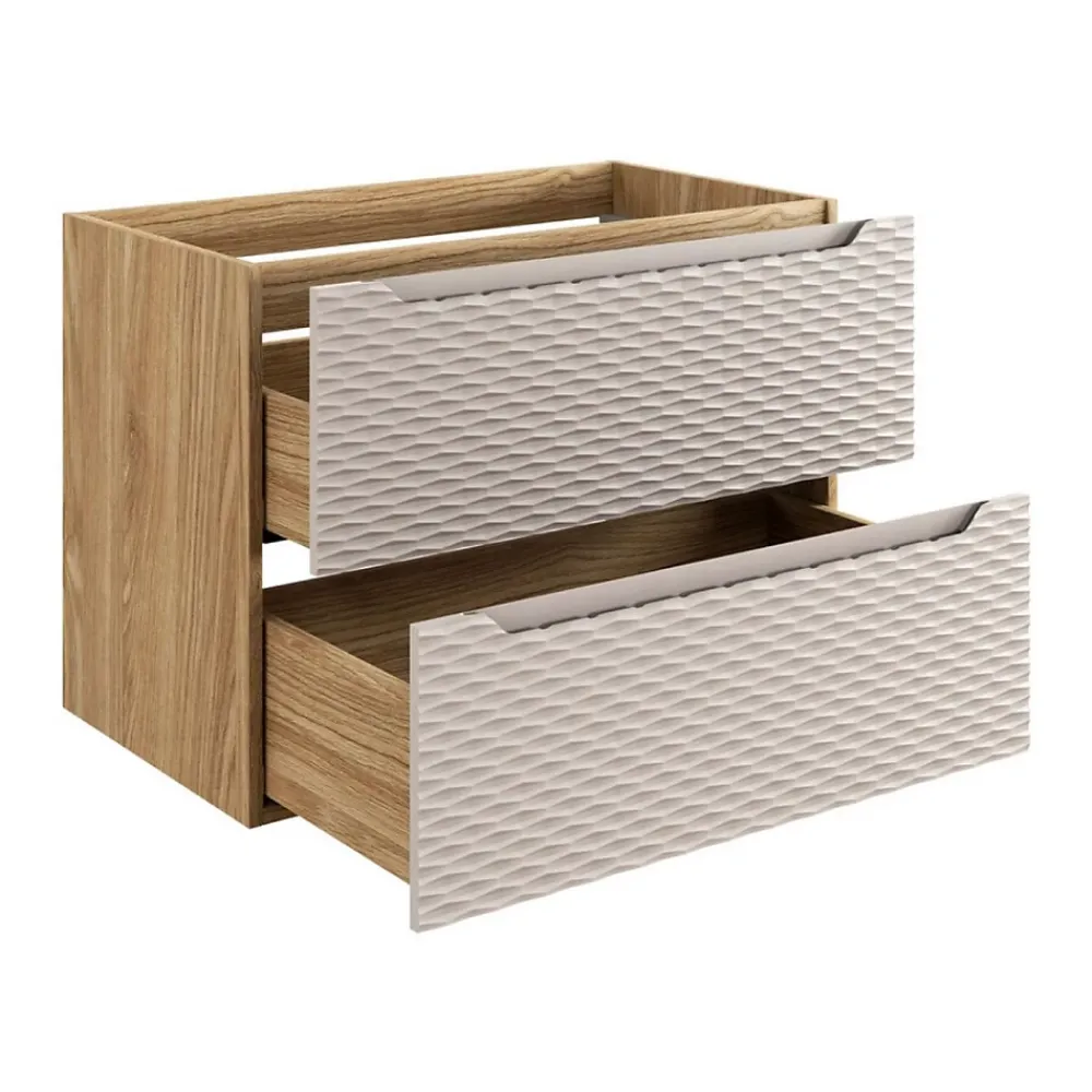 Meuble Sous-Vasque|Meublorama Meuble sous vasque YOKA Beige et chene clair 90 cm