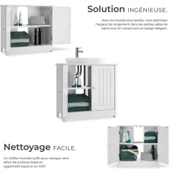Lave-Mains|Tectake Meuble sous-lavabo 2 compartiments capacité de charge 35 kg