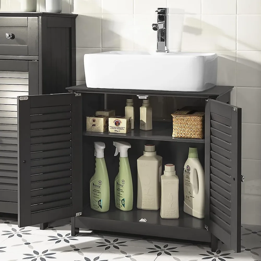 Meuble Sous-Vasque|Sobuy Meuble sous-Lavabo Meuble sous-Vasque, 2 Portes et 2 étages, FRG237-DG,