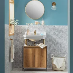 Sobuy Meuble sous-Lavabo Meuble sous-Vasque à 2 étages et 2 Portes, BZR63-PF,