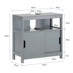 Sobuy Meuble sous-Lavabo Meuble de Salle de Bain Vasque 2 Portes coulissantes, FRG128-SG,