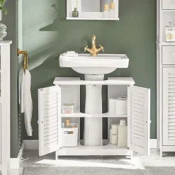 Meuble Sous Lavabo|Sobuy Meuble sous-Lavabo Meuble de Salle de Bain - 2 Portes, FRG237-II-W,