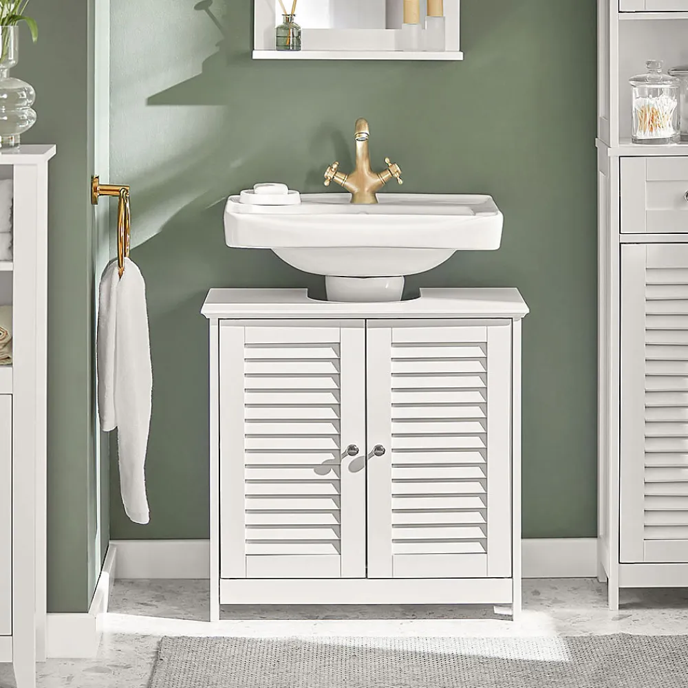 Meuble Sous Lavabo|Sobuy Meuble sous-Lavabo Meuble de Salle de Bain - 2 Portes, FRG237-II-W,