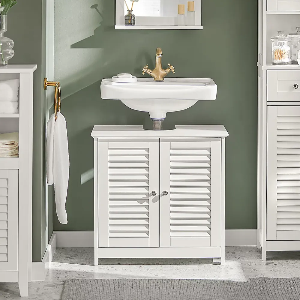 Sobuy Meuble Sous-Lavabo Meuble de Salle de Bain Vasque - 2 portes, FRG237-W,