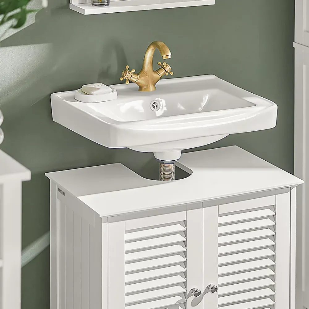 Sobuy Meuble Sous-Lavabo Meuble de Salle de Bain Vasque - 2 portes, FRG237-W,