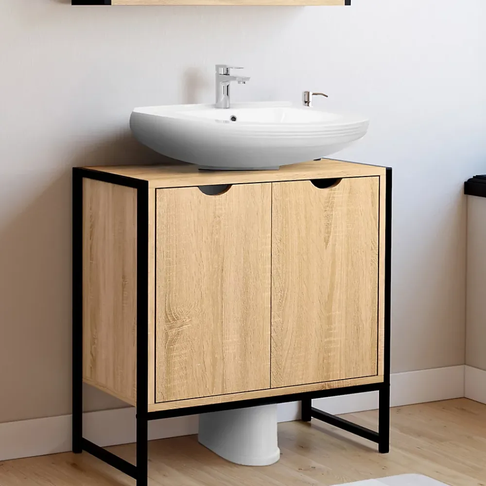 Meuble De Salle De Bains Faible Profondeur|Meuble Sous Lavabo|IDMarket Meuble sous-lavabo salle de bain DETROIT design industriel