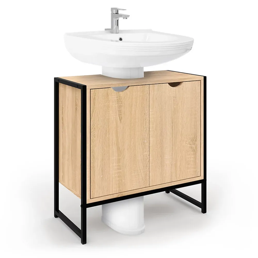 Meuble De Salle De Bains Faible Profondeur|Meuble Sous Lavabo|IDMarket Meuble sous-lavabo salle de bain DETROIT design industriel