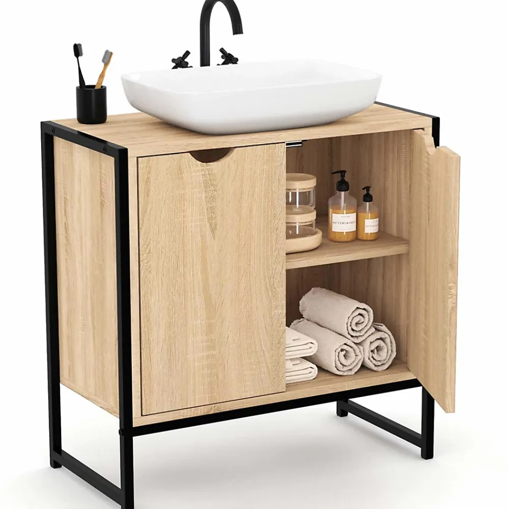 Meuble De Salle De Bains Faible Profondeur|Meuble Sous Lavabo|IDMarket Meuble sous-lavabo salle de bain DETROIT design industriel