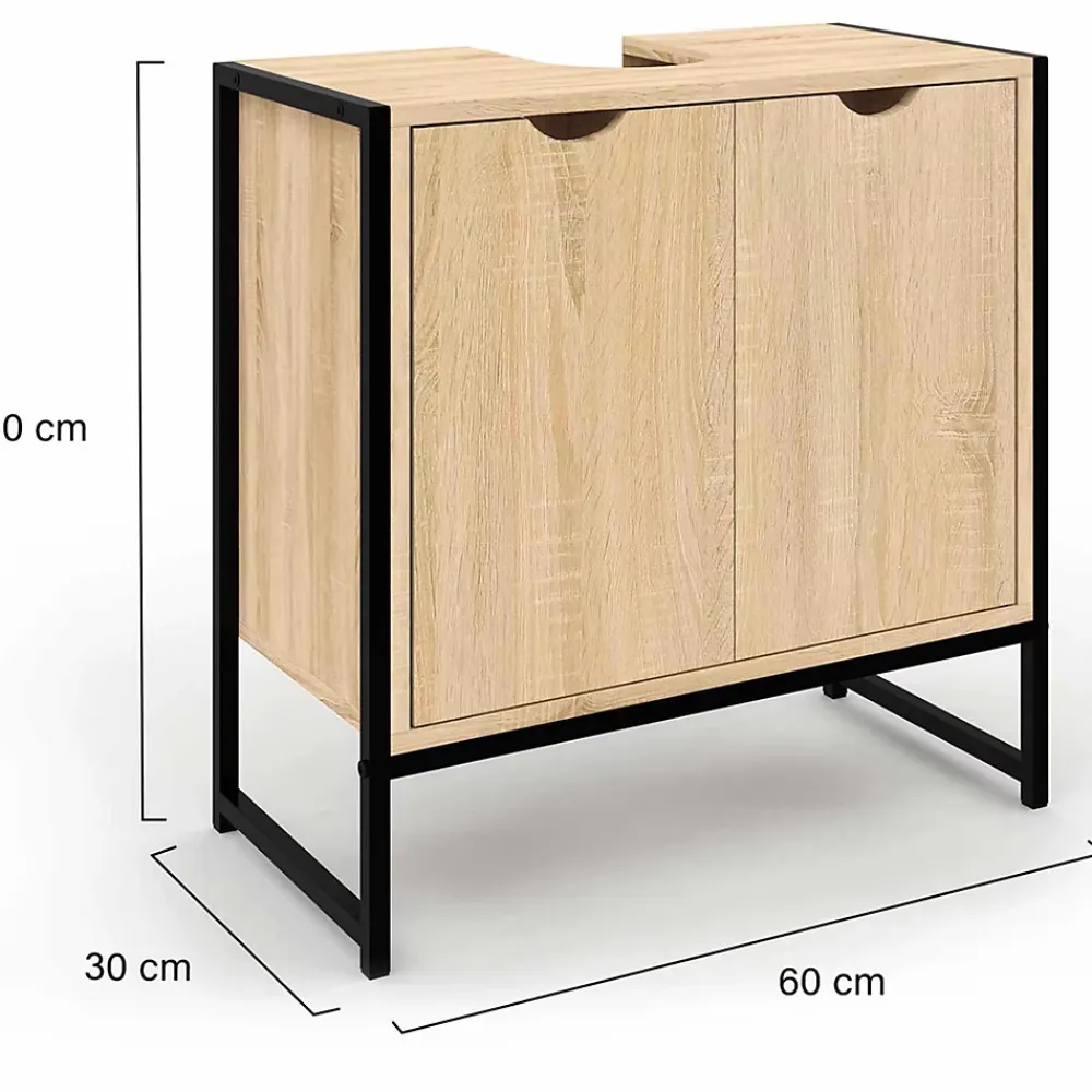 Meuble De Salle De Bains Faible Profondeur|Meuble Sous Lavabo|IDMarket Meuble sous-lavabo salle de bain DETROIT design industriel
