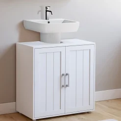 Meuble Sous Lavabo|IDMarket Meuble sous-lavabo salle de bain WALDO bois blanc