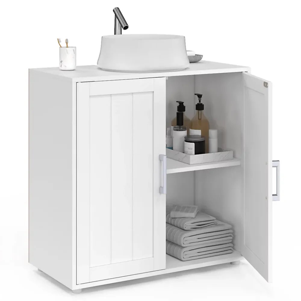 Meuble Sous Lavabo|IDMarket Meuble sous-lavabo salle de bain WALDO bois blanc