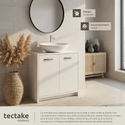 Tectake Meuble sous-lavabo spacieux avec capacité de charge de 20 kg blanc