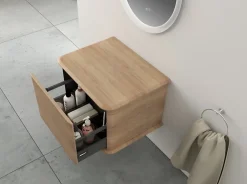 Baden Meuble sous-vasque à suspendre l.61 cm avec plan de toilette, effet chêne tabac, Idra