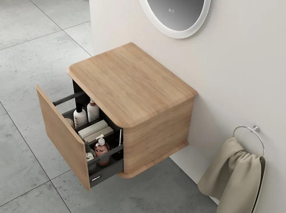 Baden Meuble sous-vasque à suspendre l.61 cm avec plan de toilette, effet chêne tabac, Idra