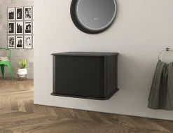 Baden Meuble sous-vasque à suspendre l.61 cm avec plan de toilette, noir mat, Idra