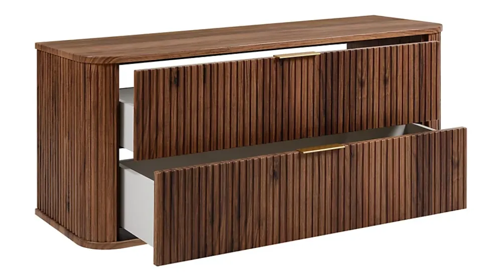 Meuble Vasque|Furnidea Meuble sous-vasque à suspendre GLAMOUR coloris noyer foncé 120 cm