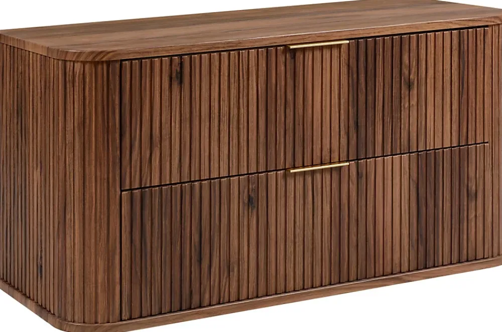 Meuble Vasque|Furnidea Meuble sous-vasque à suspendre GLAMOUR coloris noyer foncé 100 cm