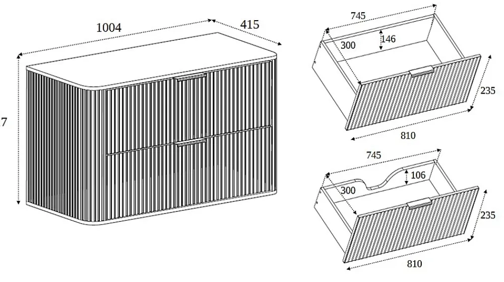 Meuble Vasque|Furnidea Meuble sous-vasque à suspendre GLAMOUR coloris noyer foncé 100 cm