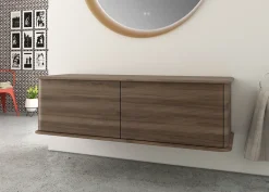 Meuble Buanderie|Baden Meuble sous-vasque à suspendre l.141 cm avec plan de toilette, effet noyer, Idra