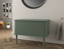 Baden Meuble sous-vasque à suspendre l.95 cm avec plan de toilette et pieds H.29 cm, vert mat, Idra