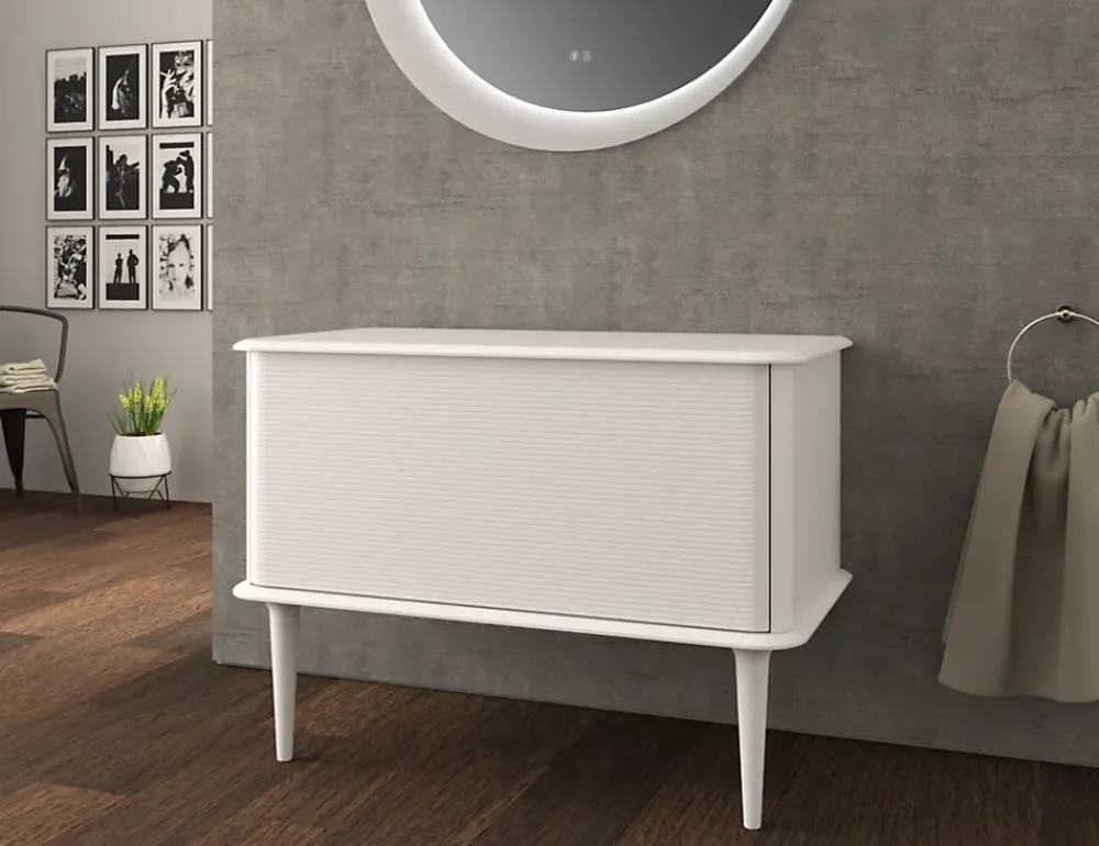 Baden Meuble sous-vasque à suspendre l.95 cm avec plan de toilette et pieds H.29 cm, blanc mat, Idra