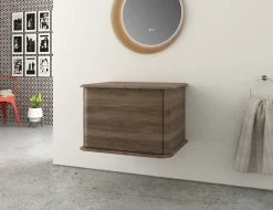 Baden Meuble sous-vasque à suspendre l.61 cm avec plan de toilette, effet noyer, Idra