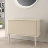 Baden Meuble sous-vasque à suspendre l.95 cm avec plan de toilette et pieds H.29 cm, beige coton, Idra