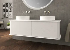 Baden Meuble sous-vasque à suspendre l.141 cm avec plan de toilette et 2 vasques à poser, blanc mat, Idra