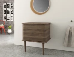 Baden Meuble sous-vasque à suspendre l.61 cm avec plan de toilette et pieds H.29 cm, effet noyer, Idra