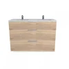 Meuble Vasque|Weber Industries Meuble sous-vasque 3 tiroirs MARBELLA 120 cm + vasque / Décor Chêne blanchi