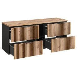 Meuble Sous-Vasque|Petits-Meubles Meuble sous-vasque 140cm 2 niches Gaia Bois et Noir
